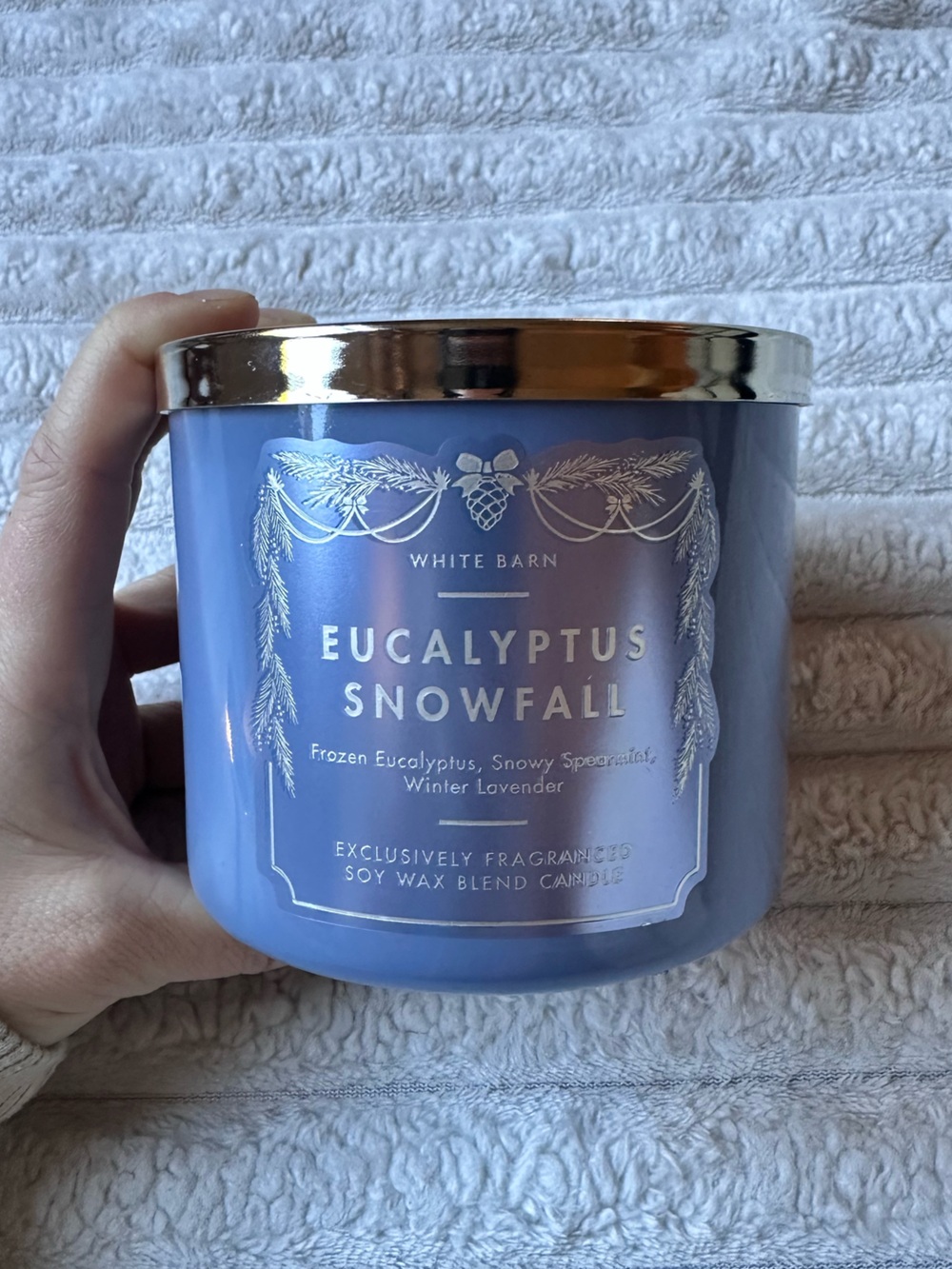 New BATH & BODY WORKS Eucalyptus Snowfall 3 Three Wick Holiday Scent Candle NWT